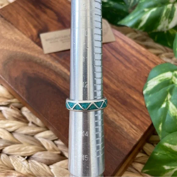 Men’s Sterling Silver Ring with Turquoise Color Details size 13